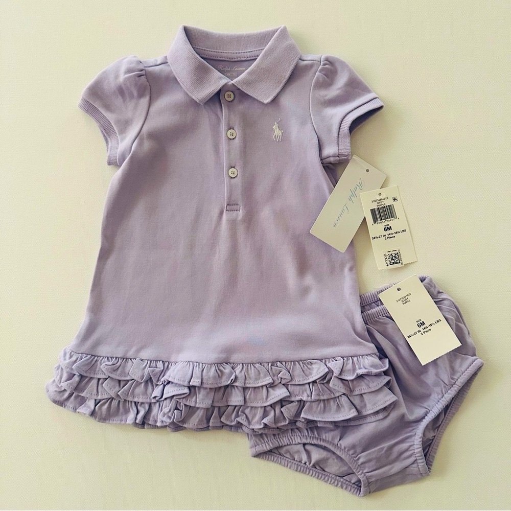 Ralph Lauren 6 Months Baby Girl Lavender Ruffle Dress NWT Spring Summer